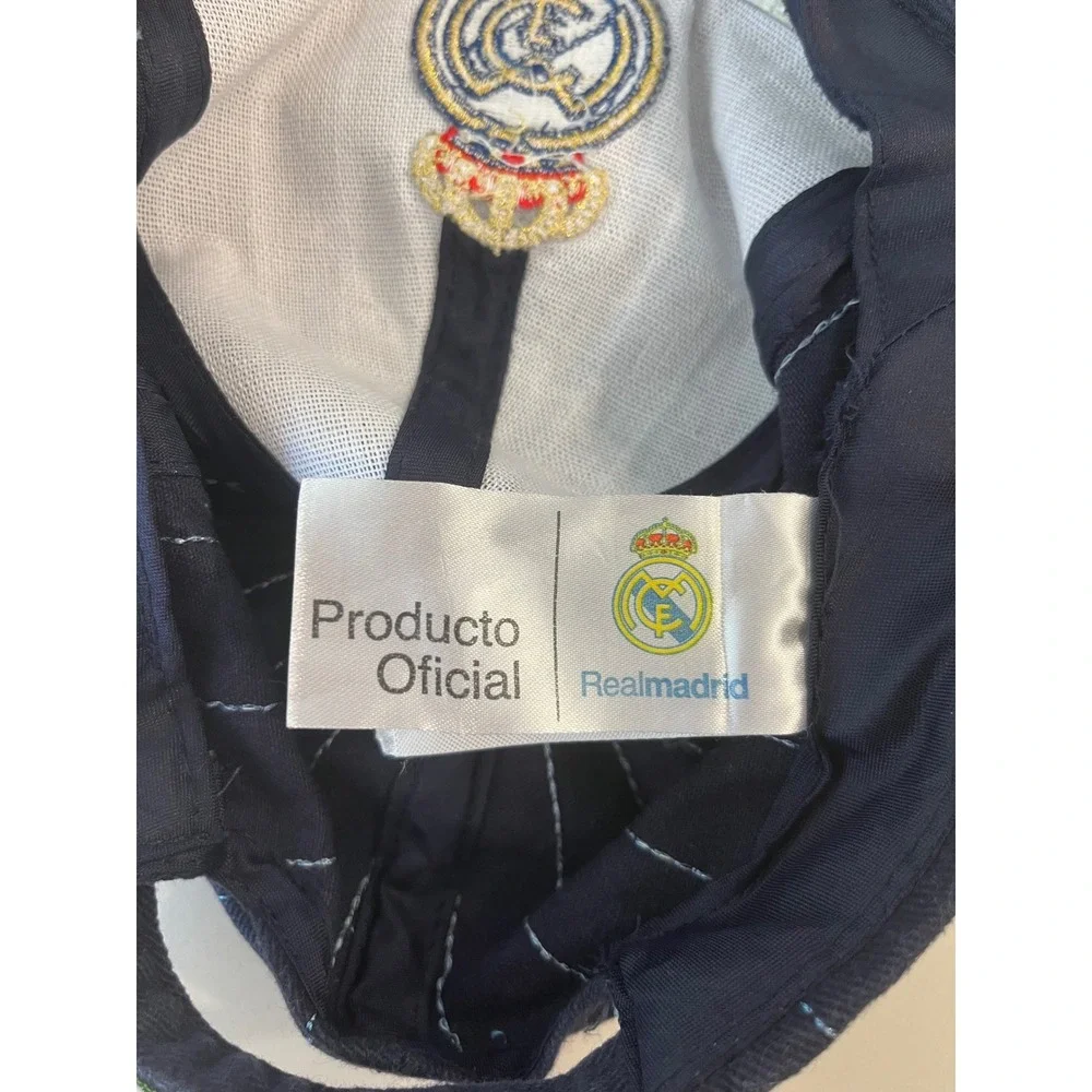 Real Madrid Official Baseball Cap Kids Navy Pinstripe Embroidered Logo 1902-2012